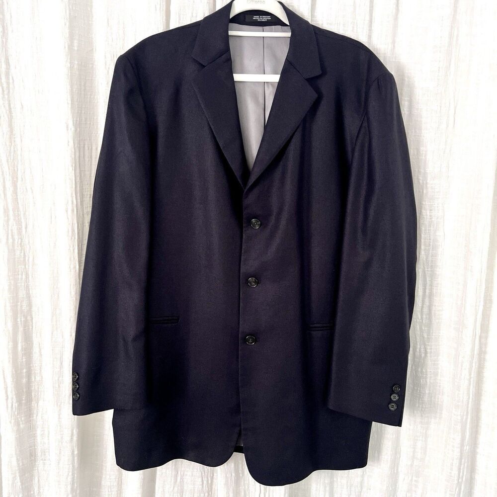 J. Ferrar Black 100% Silk 3 Button Satin Lined Blazer Sport Coat - Size 42R